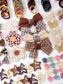 10/165/830/860/879 件复古女孩发饰套装，包含蝴蝶结发夹、花朵发夹、兔耳发圈、水钻四叶草侧夹、Y2K 星星 BB 夹、迷你爪夹和毛巾弹力发带，适合女孩日常、派对和旅行，打造可爱优雅的复古风格 - 彩色 - 查看 8