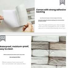 9/36pcs Self-Adhesive Faux Stone Tile Stickers, Kitchen Backsplash Wall Decals, Waterproof Bathroom Wall Tiles, Removable Bedroom Wall Decor, 15*30CM