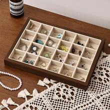 1pc Walnut Color Jewelry Organizer Tray, Necklaces Rings Jewelry Display Holder Tray, Gift For Girls Organizer Storage Box Travel Gifts