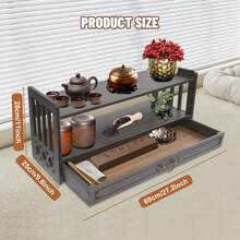 HOHOBLA 2-Tier Altar Table With Drawer, Bamboo Puja Table Meditation Storage Table, Tatami Coffee Table For Sitting - Óc chó 2 lớp - Xem 2
