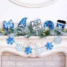 11pcs/Set Hello Winter Blue Snowman Snowflake Gnome Cup Wooden Ornaments Artwork Christmas Layered Tray Decorations Christmas Table Centerpiece Decorations For Living Rooms Bedrooms Dining Rooms And Offices Christmas Gifts (No Tray) - Blue - View 7