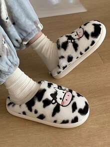 ISPORTE Zapatillas de felpa con diseño de animal de dibujos animados, cálidas y antideslizantes, cómoda y con patrón de vaca de moda.Zapatillas de casa con diseño de rana de dibujos animados multicolor para mujer de muy buen gusto, zapatillas de dormitorio de tela de muy buen gusto - XZ052 rosa - Ver 4