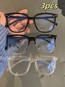3pcs Blue Light Blocking Glasses - Fashion Square Fake Eyeglasses, Anti Ray Computer Gaming Glasses, Blue Blockers Glasses For Women/Men - 多色 - 查看 8