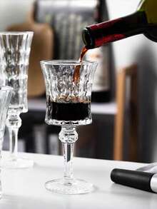 欧式浮雕水晶雕刻玻璃杯，钻石切割工艺，无铅水晶玻璃，香槟杯，冷饮杯，果汁杯，苏打水杯，适合日常使用，厨房，餐厅，婚礼，家庭聚会，派对，适合作为礼物，节日礼物 - 無色 - 查看 4