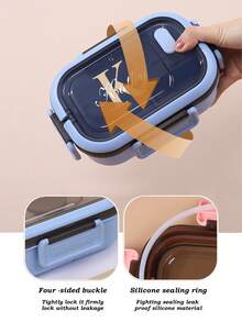 Personalized Customized Name Lunch Box (Free Fork, Spoon), Adult Or Child Boy And Girl Containers, 3 Compartments, Lunch Food Container With Cutlery, Sauce Jar, Pancake Liner, Microwave And Dishwasher , Back To School Lunch Box To Avoid Confusion - Multicolor - View 9