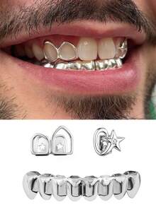 3pcs/Set Hollow Star Combination Arched Hollow Zirconia Stone Decoration, Suitable For Daily Wear, Cosplay, Unisex, Holiday Gift