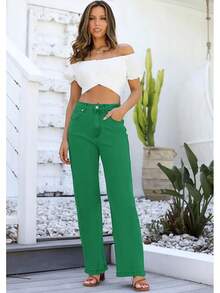 Jeans High Waisted Straight Leg Loose Jeanshalloween - Greener - 查看 8