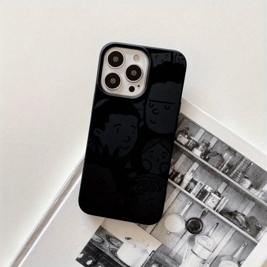 Fundas y carcasas protectoras para teléfono con diseño de figuras caladas, con orificios grandes. Compatibles con phone 16 Pro Max, 16, 15 Pro, 14, 14 Plus/14 Pro Max, 13, 13 Pro, 12 Pro, 11/11 Pro. Regalos para cumpleaños y festividades - Negro - Ver 1
