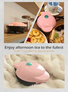SCISHARE 1PC Wall Plug 350-watt 4-inch Mini Waffle Maker Machine for Individuals, Paninis, Hash Browns, & Other On the Go Breakfast, Lunch, or Snacks, with Easy to Clean, Non-Stick Sides,Pink Heart