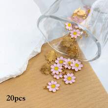 20-100pcs 23*20mm Multi-Color Small Daisy Enamel Zinc Alloy Pendant, DIY Jewelry Accessories, Suitable For Hair Accessories, Keychains, Bag Charms