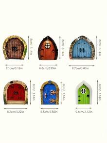6 pièces Portes de mini-jardin de fées 2D en plastique de haute qualité, design de gobelin, en matériau bois, thème angélique, style décoratif artistique, décoration de jardin extérieur, paysage magique DIY, bleu, marron, vert, rouge, parfait pour les mariages et le jour de Noël