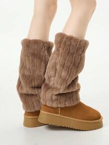 1双毛绒腿套，加厚小腿套，女士保暖腿套，适合秋冬季节，可搭配雪地靴穿着 - 彩色 - 查看 7