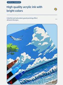 1pc 260 Colors Acrylic Marker Pens, Thin Tip, Waterproof, Odorless, Stackable, Art Brush, Suitable For Colored Pencil Markers, Painting Stationery, School Supplies, For Artists Painting Brush, Used For Making Christmas, Thanksgiving, New Year Gifts, Easter Eggs, Holiday Gifts, Card Making, Metal, Ceramic, Wine Glass, Halloween Decoration Graffiti Pens