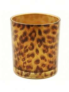 1pc Leopard Print Cup-Shaped Glass Candle Holder, Golden Owl Black Glass Candle Holder, Romantic Bar Decoration And DIY Aromatherapy Empty Cup, Suitable For Bathroom And Bedroom Decoration, Gifts, Suitable For All Romantic Atmosphere Places, Halloween, Christmas, Thanksgiving, Horror, Autumn, Holidays, Winter, Festivals, Gifts, Birthdays, Graduation, Home Decoration, Table Decoration, Birthday Gifts, Party Props - Multicolor - View 3