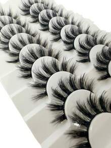 8 Pairs Fashion Daily Wear Black Pug False Eyelashes, Exaggerated Thick Curly European And American Style Fake Eyelashes - Black - View 5