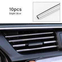 10pcs Car Air Conditioning Vent Decorative Chrome Strips, U-Shaped Clips, Universal Car Interior Accessories