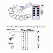 Remote Control USB Fairy Lights 3 4 6 Meters LED Curtain String Lights For Christmas Home Bedroom Decoration Festive Party - 溫暖的 - 查看 5