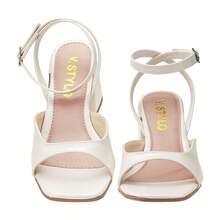 V.Stylo Geometric Chunky Block Heel Mule Sandal - Champagne - View 3