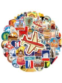 50/100 Stück Retro Reise Aufkleber, geeignet für Laptop Dekoration, wasserfestes PVC Material, Motorradhelm, Auto Aufkleber, Geschenkbox Dekoration, Etikett Aufkleber, Umschlag Versiegelung, Graffiti Aufkleber, Gitarre, Notizbuch, Gepäck DIY Dekoration