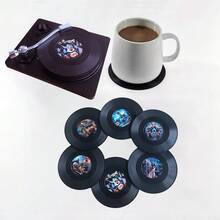 1box/6pcs Vintage Cd Design Coasters, Vinyl Record Coffee & Tea Cup Mat