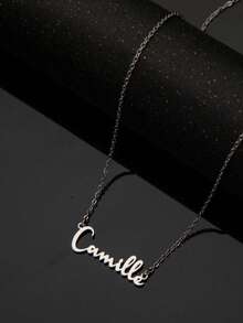 【定制产品】1件个性化简约优雅DIY名字项链不锈钢颈饰 - 定制名字不锈钢项链（仅限英文定制）时尚、秋季时尚、复古、简约、休闲、足球妈妈、老钱定制、个性化、新年魅力 - 彩色 - 查看 5