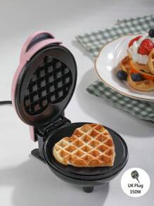 SCISHARE 1PC Wall Plug 350-watt 4-inch Mini Waffle Maker Machine for Individuals, Paninis, Hash Browns, & Other On the Go Breakfast, Lunch, or Snacks, with Easy to Clean, Non-Stick Sides,Pink Heart