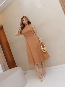Women's Casual Dress / Summer Fashion / Comfortable Style / Elegant / Party / DD099 - 卡其色 - 查看 2
