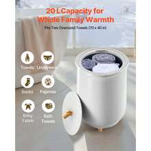 Towel Warmer Bucket, 20L Heated Towel Warmer With LED Light, Large Blanket Warmers For Bathroom, 20/40/60/90 Mins Auto Shut Off And Temperature Setting, For SPA, Home, Countertop, Floor, Gray - 美規A型插(110-127V) - 查看 4