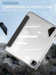 1个透明亚克力Y型折叠平面保护壳，黑色，多角度折叠支架，内置笔槽，高透明亚克力后壳防刮防弯折，磁吸式自动休眠/唤醒智能省电，翻盖式保护壳带笔槽，兼容iPad Mini 6/Mini 7/9.7/10.2/10.5/Air 4/Air 5/10th/10.9/Pro 11/Air 11(M2)/Air 13(M2)/Pro 11(M4)/Pro 13(M4) 2024 12.9英寸 - 黑色 - 查看 8