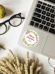 24pcs Customized Christmas Text Round Stickers, Personalized Holiday Candy Gift Bags And Envelope Labels, Customized Text Stickers, Customized 5*5cm Round Stickers, Customized Christmas Gift Packaging Labels, Specially Designed Cute & Romantic Christmas Wreath, Berry Scene Combination, Various Pattern Stickers For You To Choose, Suitable For Personalized Merry Christmas Labels - Multicolor - View 10