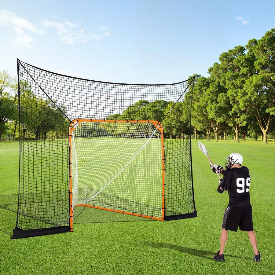 Hockey And Lacrosse Goal Backstop, 12x9 Ft Lacrosse Net With Extended Coverage, Quick Easy Setup Complete Accessories Training Net, Backyard Lacrosse Equipment, For Youth Adult (NET ONLY) - Backstop Net Only - View 1