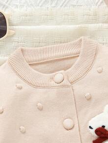 女婴休闲优雅连体裤，带有狗和熊图案，舒适的针织连体裤，适合婴儿日常穿着、外出和旅行，春秋季 - 珊瑚粉 - 查看 11