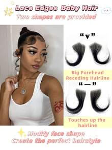 2 件蕾丝婴儿发际线隐形蕾丝发际线雷米真人发可重复使用婴儿接发适用于女士 - Natural Black - 查看 2