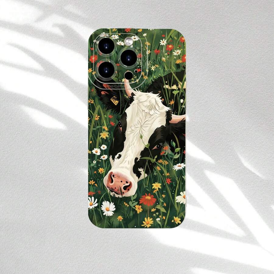 Funda protectora blanca mate a prueba de caídas y golpes con diseño lindo de vaca, apta para iPhone 11, 12, 13, 14, 15, 16 Pro Max, XS, XR, X, 7, 8 Plus, Mini, SE, puede ser un regalo para amigos hombres o mujeres