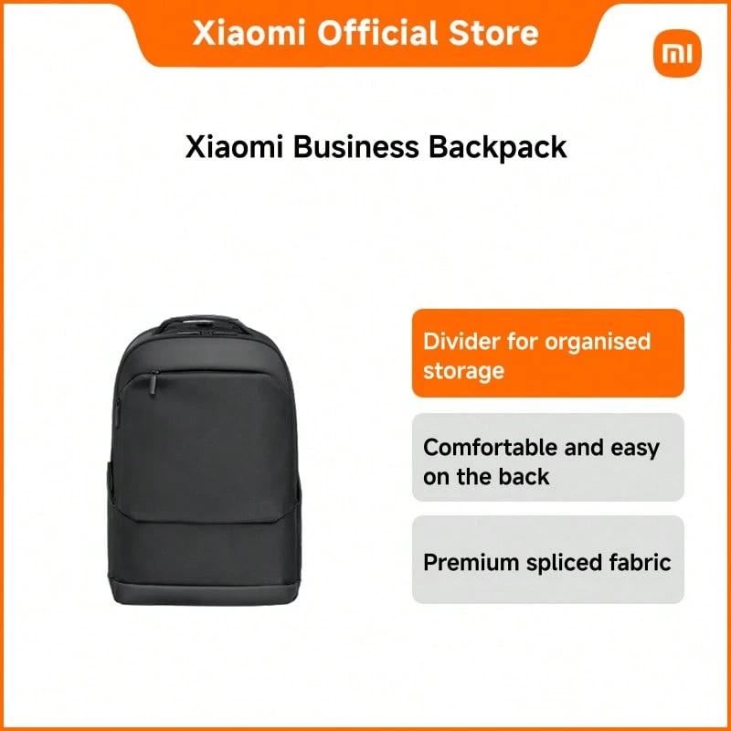 Xiaomi Business Backpack – 30L Large Capacity Laptop Bag With Water-Resistant Polyester Material, 1100g Lightweight Travel & Work Backpack For Office, School, Commuting - Black - View 1