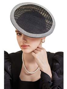 1 pieza Elegante sombrero de fascinador con diadema para mujer con rhinestones, sombrero de cóctel para el Kentucky Derby, accesorios para el cabello para bodas, fiestas de té, clips para el cabello, diademas, regalos, mini gorra