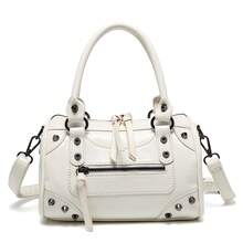 复古朋克机械风格大容量办公PU皮革女士手提包单肩斜挎包腋下包