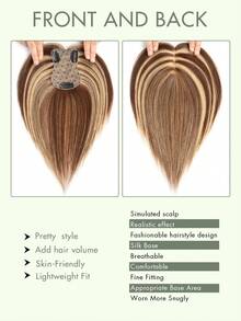 Women's Human Hair Topper Piece - Long Straight Dark Brown (16-18 Inch) Natural Look Hairpiece For Bald Spots & Thinning Hair, One-Piece Clip-On Hair Additions, Versatile Styling, Suitable For All Ethnicities, Hair Volume Enhancement