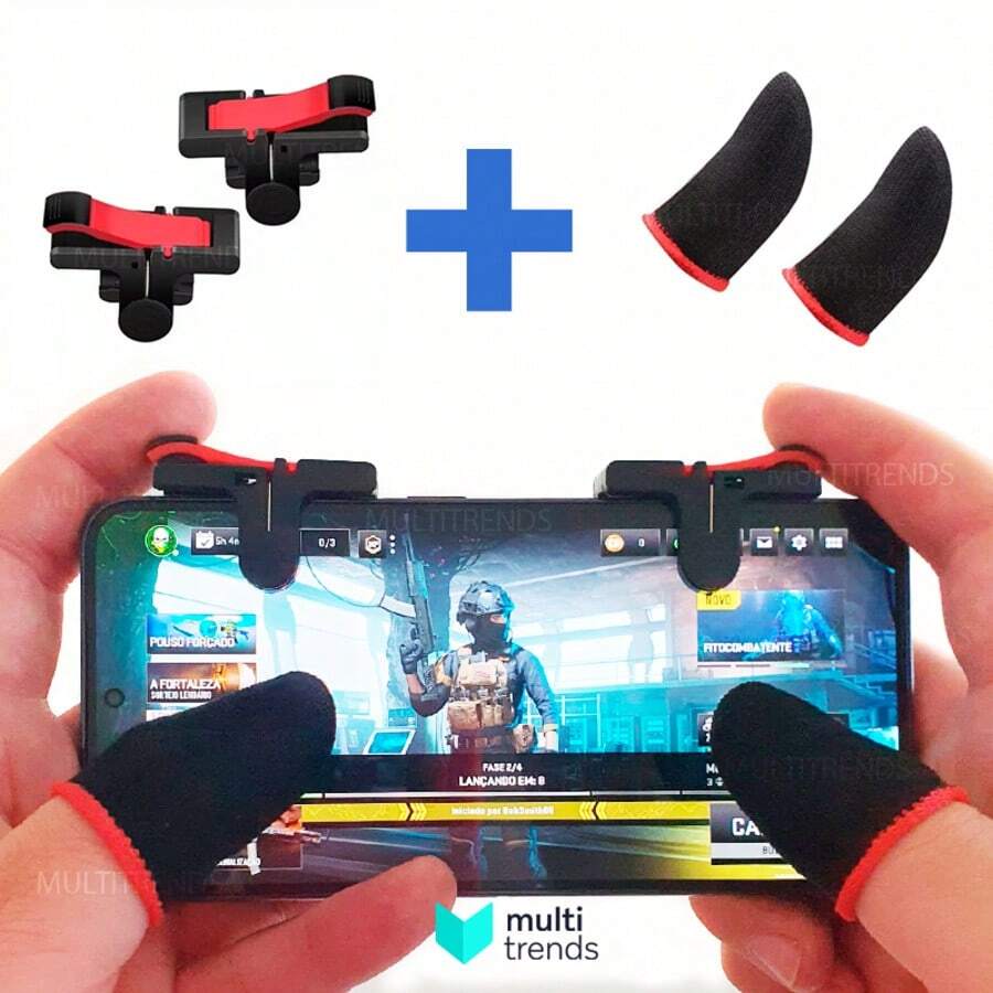 Gamer Trigger And Finger Glove Kit For Cell Phones, Controllers For Action Games - màu đen - Xem 1