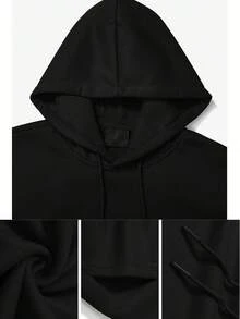 Sudadera con capucha gótica de dragón y eslogan medieval para hombres - Sudadera blanca de estilo urbano con estampado latino 'Made in s', sudadera de invierno de manga larga con diseño de bolsillo, ropa urbana lavable a máquina para hombres (otoño invierno) - Negro - Ver 2