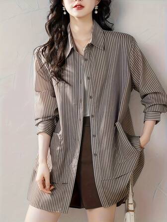Plus Size Women Casual Cardigan, Versatile & Loose Fit
