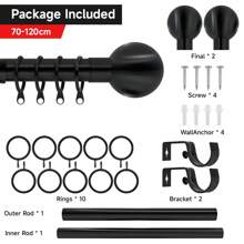 Curtain Pole Extendable Metal Chrome 28mm With Finials Rings Hooks Rod Fittings