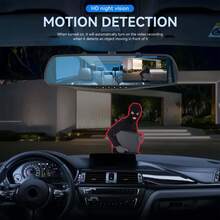 Rearview Mirror Dash Cam, Dual Lens 1080P Front And Rear Camera, Built-In Display Screen, Night Vision, Parking Mode, Loop Recording, For Cars, Trucks, SUVs-Holiday Gift