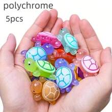 100pcs Glow-In-The-Dark 3D Turtle Figurines - Colorful, Translucent Plastic Decorations For DIY Crafts, Party Favors, Beach-Themed Events