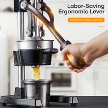 Manual Juicer Orange Juicer Squeezer, Cast Iron Lemon Squeezer, Commercial Citrus Juicer Hand Press For Orange, Lemon, Pomegranate, Grapefruit, Easy To Clean Citrus Squeezer With A Stainless Steel Cup - Black - View 5