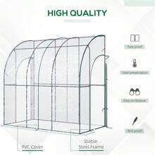 Walk-In Lean-To Greenhouse – Attachable Wall Tunnel Design – Durable Polycarbonate/PE Cover – Compact Garden Growing Space - Default - View 2