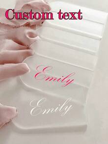 Etichetta per seduta da matrimonio in acrilico ad arco vuoto con nastro rosa, biglietto da visita per feste e aziende, segnalibro, tag per libri, regalo a sorpresa, accessorio bello, regalo romantico, testo personalizzato, regalo per fidanzato/fidanzata, regalo per padre/madre, regalo per amante/coppia/migliore amico