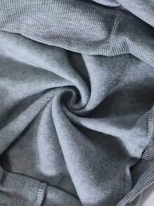 Sudadera con capucha y cordón ajustable con estampado de letras, chamarra con cierre completo y forro polar, abrigo con capucha, ropa deportiva para mujer - otoño e invierno - Gris Claro - Ver 4