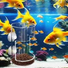 无杂乱水族箱喂食器，亚克力透明鱼缸喂食器带吸盘，防止食物散落，鱼缸喂食神器鱼粮龟粮自动喂食小孔雀鱼小鱼喂食管浮环防止漂流