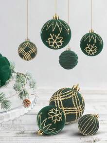 16 件/天鹅绒绿色圣诞树挂饰天鹅绒圣诞球装饰圣诞球圣诞树挂饰圣诞花环节日壁炉架装饰适用于室内室外办公室圣诞树挂饰用品（深绿色） - 彩色 - 查看 5